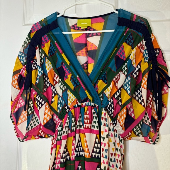Anthropologie Maeve abstract multi color sheer dress beach cover up size 4 - Picture 3 of 8